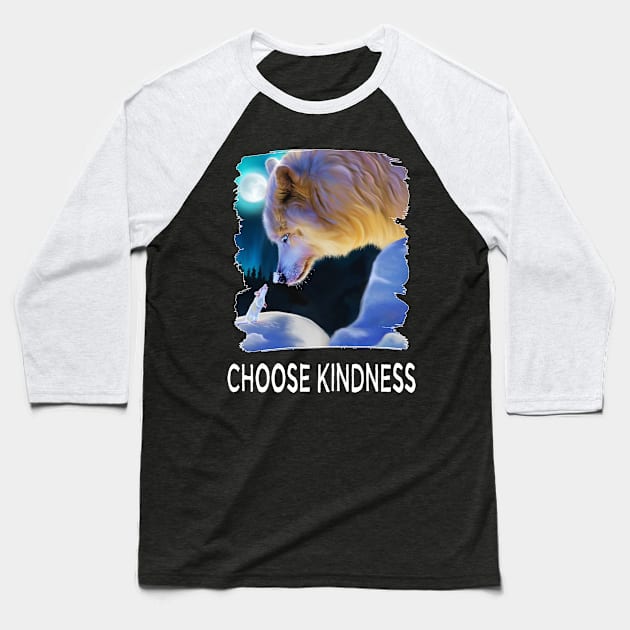 Choose Kindness Beautiful White Fox Cute Mouse Baseball T-Shirt by egcreations